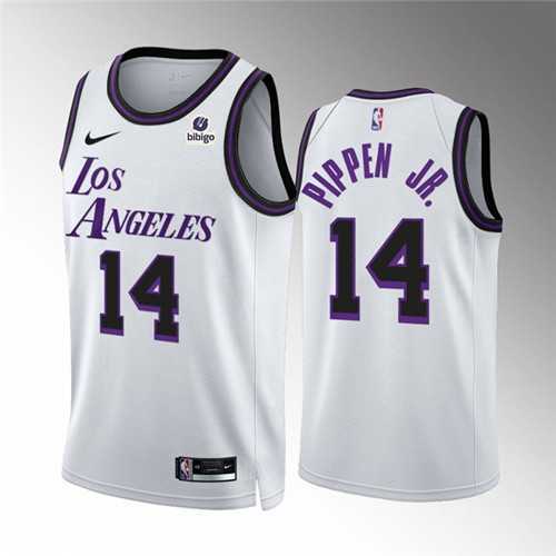 Mens Los Angeles Lakers #14 Scottie Pippen Jr. White City Edition Stitched Basketball Jersey Dzhi->los angeles lakers->NBA Jersey